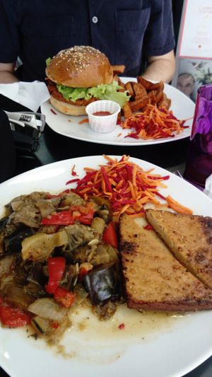 Grilled Tofu and ratatouille.. Plus burger  at Chic Planete in Avignon