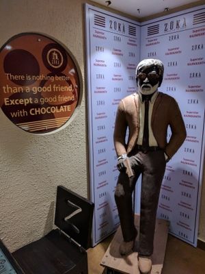 chocolate man at Zuka Cake and Dessert Shop in Pondicherry