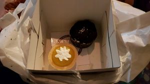 Lemon tart and Jamaican chocolate cake. at Zuka Cake and Dessert Shop in Pondicherry