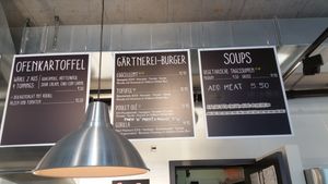 Menu, two leaves for vegan at Gärtnerei - Thurgauerstrasse in Zurich