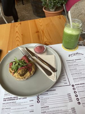 Freshly made toast had tempeh on  at Aqui y Ahora  in Lanzarote