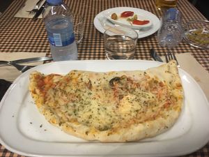 Vegan calzone at Pizza Paco in Barcelona