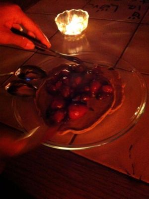 Pancakes! So soft, fluffy and was great with berry compote.  at Kulthum in Leipzig