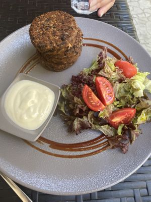 Croquets - we swapped bbq dip for garlic sauce  at Vege Joy in Varna
