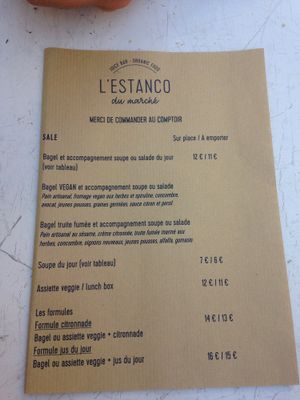 menu at L'Estanco du Marche in Lyon