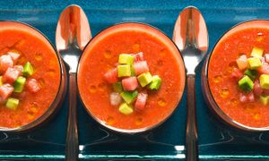 Refreshing Gazpacho with a watermelon twist for the summer! at Vegan Food Tours Barcelona in Barcelona