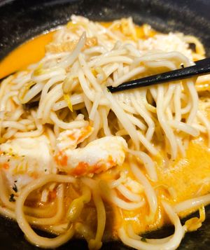 laksa with homemade noodle at Greendot - Bugis Junction  in Central Singapore