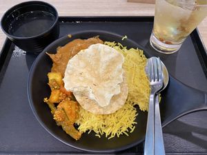 Lion mane rendang turmeric rice with osmanthus jelly drink  at Greendot - Bugis Junction  in Central Singapore