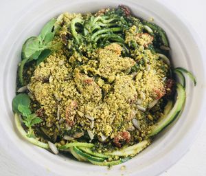 Raw pesto bowl. at Delicious Raw Kitchen and Juice Bar - maybe close in Estero