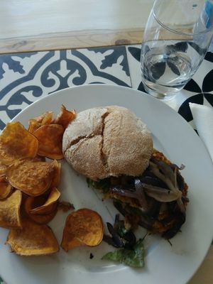 pumpkin hamburger  at Graça 77 in Lisbon