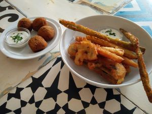 croquettes and tempura at Graça 77 in Lisbon