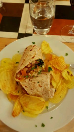 seitan, butter bean and veg wrap at Graça 77 in Lisbon