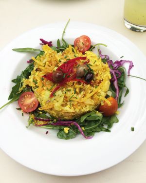 Potato, leek & scrambled tofu at Graça 77 in Lisbon