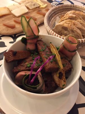 This seitan starter was so savory and rich. I think it was called pica pau  at Graça 77 in Lisbon