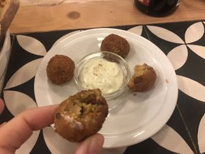 Croquetes com sausage  at Graça 77 in Lisbon