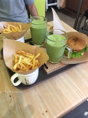 Best veggie burger in my life  at Moomoo Burger & Smoothie in Busan