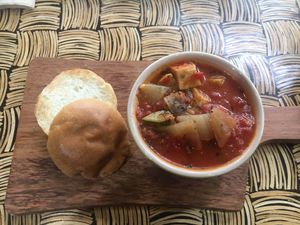 Tomato soup :) at Moomoo Burger & Smoothie in Busan