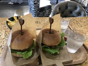2 burgers  at Moomoo Burger & Smoothie in Busan