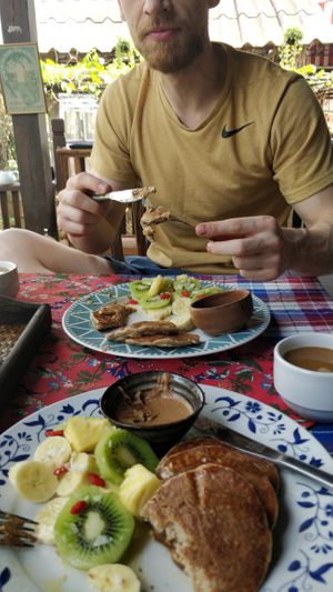 Pancakes and peanut butter at Little Good Things in Mae Hong Son