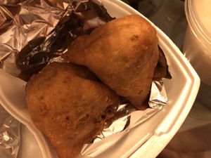 Vegan samosa   at Chennai Dosa in Hicksville