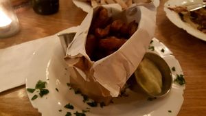 best fries ever with vegan aioli at Birona Hummus Bar in Montreal