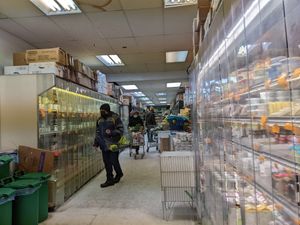 Chiller and freezer section at Segal's Market in Montreal
