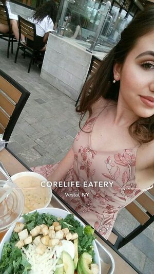 Made my own green bowl w/ tofu, vegetarian broccoli cheddar soup, cranberry lemonade at CoreLife Eatery in Binghamton