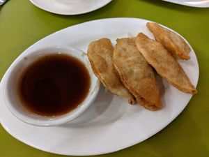 Fried dumplings at Lotus Vegan Cuisine in Glasgow