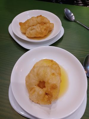 pineapple and banana fritters at Lotus Vegan Cuisine in Glasgow