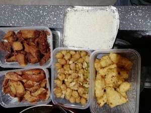 Excited Lotus is back open! 2 X seitan, salt & chilli tofu, salty soya balls at Lotus Vegan Cuisine in Glasgow