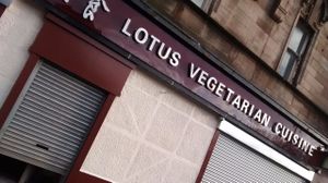 Restaurant front at Lotus Vegan Cuisine in Glasgow