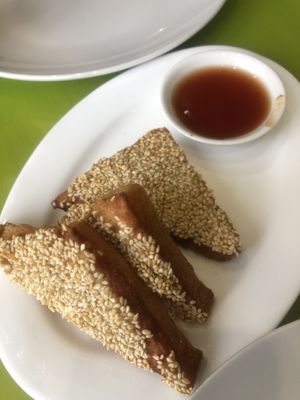 Vegan prawn toast  at Lotus Vegan Cuisine in Glasgow