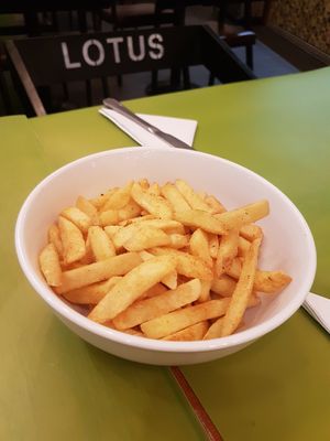 Salt and chilli chips at Lotus Vegan Cuisine in Glasgow