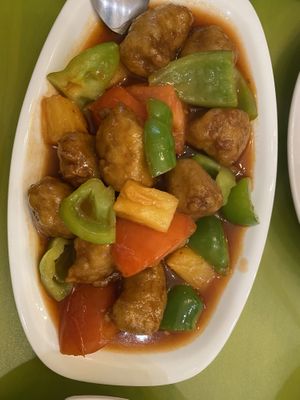 Sweet and sour tofuu  at Lotus Vegan Cuisine in Glasgow
