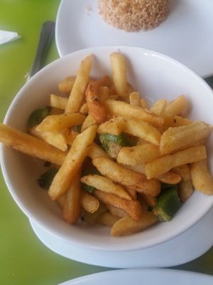 Salt and chilli chips at Lotus Vegan Cuisine in Glasgow