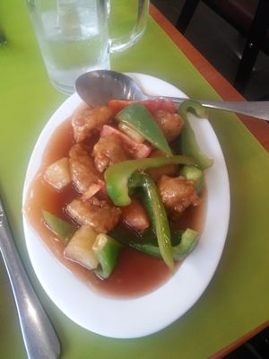 Sweet and sour chicken at Lotus Vegan Cuisine in Glasgow