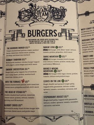 Menu Jan 2022  at Head Of Steam Quayside in Newcastle Upon Tyne