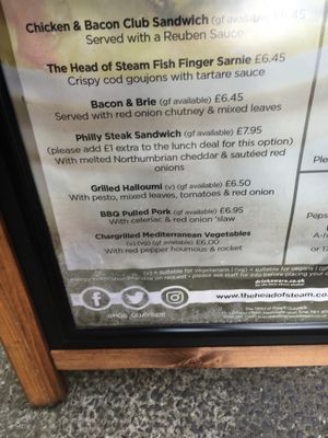 vegan option at bottom of menu  at Head Of Steam Quayside in Newcastle Upon Tyne