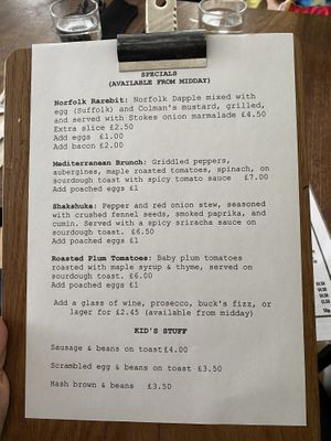 Menu at Olive's in Norwich