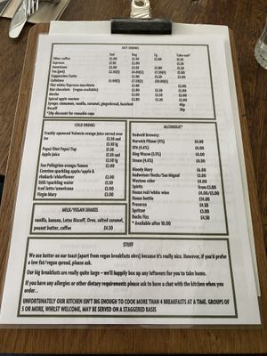 Menu at Olive's in Norwich