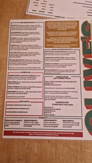 Menu at Olive's in Norwich