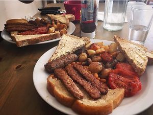 Vegan fry up  at Olive's in Norwich
