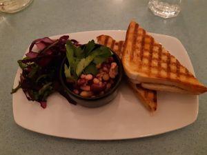 Grilled cheese with bean salad at Los Vegos in Uppsala