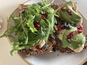 Hummus and avocado   at Madam Bakster in Ghent