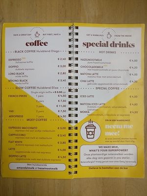 menu (drinks 1 of 2) at Madam Bakster in Ghent