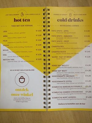 menu (drinks 2 of 2) at Madam Bakster in Ghent