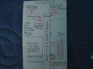 Kuadin restaurant business card back = map at Khouadin Vegetarian in Vientiane