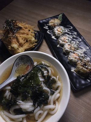 Golden broth udon soup and global warming roll at SUPE Vegan - Gurney Plaza in Penang