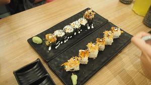 Top: Global Warming Maki - RM 16; Bottom: Mix 7 Spices & G-Ken Floss Inside-Out Roll - RM10 at SUPE Vegan - Gurney Plaza in Penang