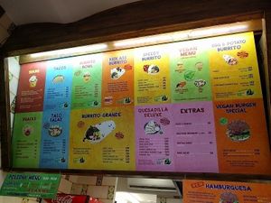 menu :) at Burrito Loco in Prague